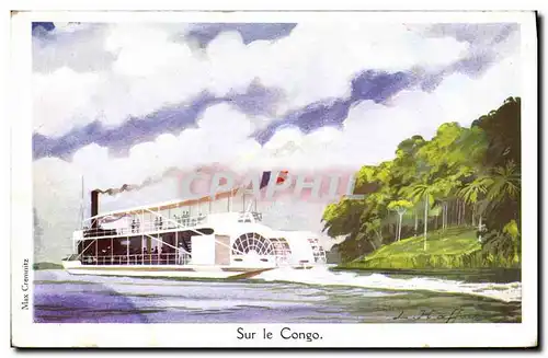 Ansichtskarte AK Fantaisie Illustrateur Haffner Bateau Sur le Congo