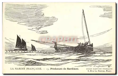 Cartes postales Fantaisie Illustrateur Haffner Bateau Pecheurs de sardines