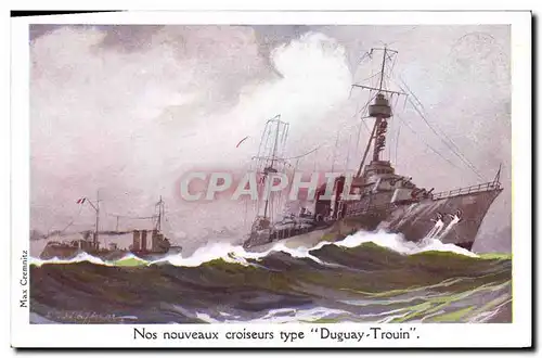 Ansichtskarte AK Fantaisie Illustrateur Haffner Bateau de Guerre Croiseurs type Duguay Trouin