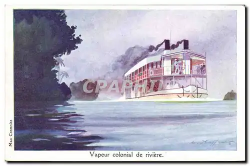 Cartes postales Fantaisie Illustrateur Haffner Bateau Vapeur colonial de riviere