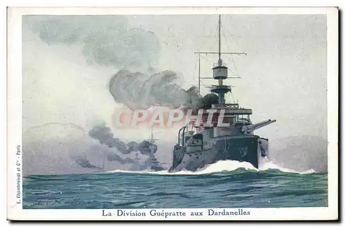 Cartes postales Fantaisie Illustrateur Haffner Bateau de Guerre La division Guepratte aux Dardanelles