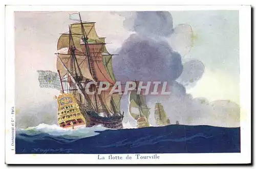 Ansichtskarte AK Fantaisie Illustrateur Haffner Bateau La flotte de Tourville