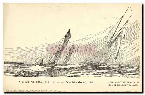 Cartes postales Fantaisie Illustrateur Haffner Bateau Yachts de course