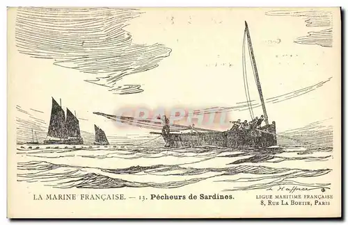 Ansichtskarte AK Fantaisie Illustrateur Haffner Bateau Pecheurs de sardine