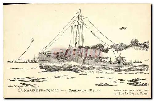 Cartes postales Fantaisie Illustrateur Haffner Bateau de Guerre Contre torpilleurs