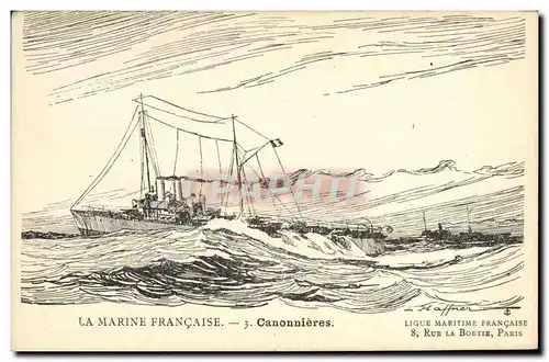 Ansichtskarte AK Fantaisie Illustrateur Haffner Bateau de Guerre Canonnieres