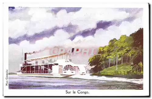 Cartes postales Fantaisie Illustrateur Haffner Bateau Sur le Congo