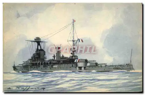 Cartes postales Fantaisie Illustrateur Haffner Bateau de Guerre Cuirasse Provence