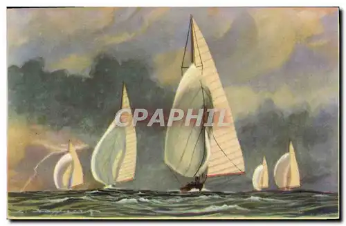 Cartes postales Fantaisie Illustrateur Haffner Bateau Vent arriere