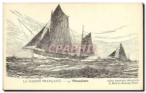 Cartes postales Fantaisie Illustrateur Haffner Bateau Thonniers