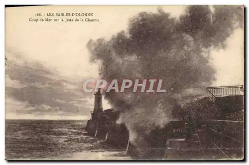 Cartes postales Phare Les Sables d&#39Olonne Coup de mer sur la jetee de la Chaume