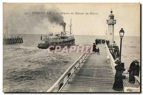Cartes postales Phare Trouville Le depart du bateau du Havre