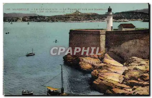Cartes postales Phare Marseille Le Chateau d&#39IF Le phare et vue sur Marseille