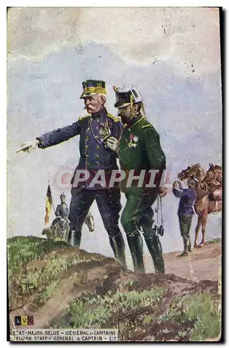 Ansichtskarte AK Militaria Etat Major belge General et Capitaine