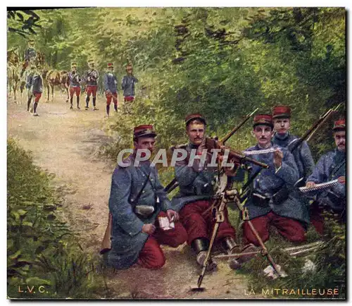 Cartes postales Militaria La mitrailleuse