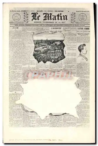 Cartes postales Journaux Journal Le Matin Paris Tour Eiffel