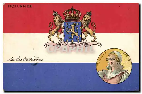 Ansichtskarte AK Drapeau Femme Hollande Lion