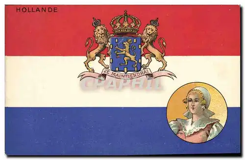 Ansichtskarte AK Drapeau Femme Hollande Lion