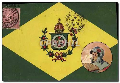 Ansichtskarte AK Drapeau Femme Bresil Brazil