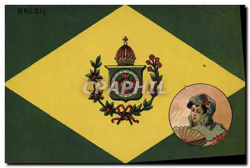 Cartes postales Drapeau Femme Bresil Brazil