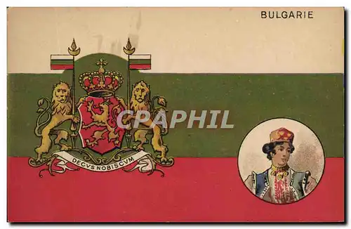 Cartes postales Drapeau Femme Bulgarie Bulgaria Lion