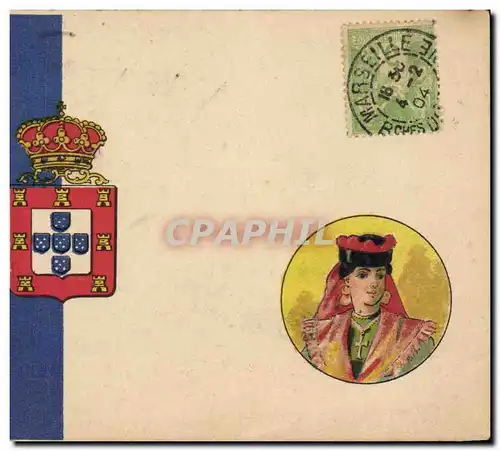 Ansichtskarte AK Drapeau Femme Portugal