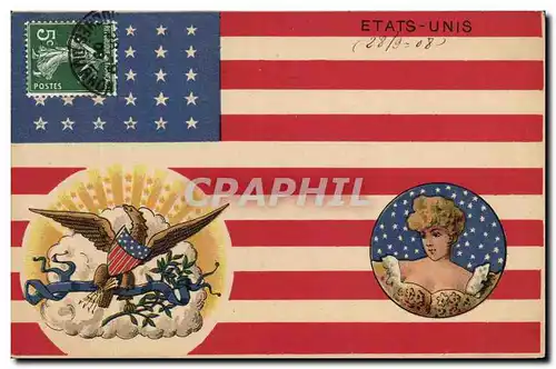 Cartes postales Drapeau Femme Etats-Unis Aigle