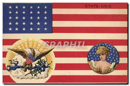 Cartes postales Drapeau Femme Etats-Unis Aigle