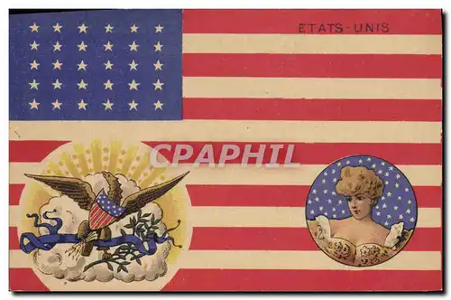 Cartes postales Drapeau Femme Etats-Unis Aigle