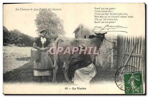 Cartes postales Folklore Les chansons de Jean Rameau illustrees La vache