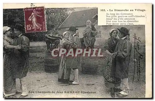 Cartes postales Folklore Les chansons de Jean Rameau illustrees Le Dimanche au village