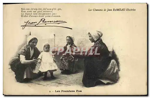 Cartes postales Folklore Les chansons de Jean Rameau illustrees Les premiers pas Enfant Bebe