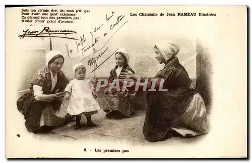 Cartes postales Folklore Les chansons de Jean Rameau illustrees Les premiers pas Enfant Bebe