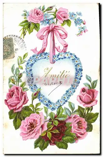 Cartes postales Fantaisie Fleurs Coeur