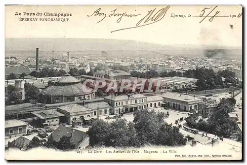 Ansichtskarte AK Folklore Vin Vendange Champagne Epernay La gare Les ateliers de l&#39Est Magenta La villa