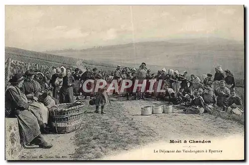 Ansichtskarte AK Folklore Vin Vendange Champagne Moet & Chandon Le dejeuner des vendangeurs a Epernay TOP