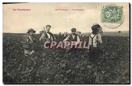Cartes postales Folklore Vin Vendange Champagne Les porteurs TOP
