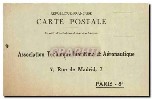 Cartes postales Publicite Association Technique Maritime et Aeronautique Rue de Madrid Paris 8eme Hotel Lutetia