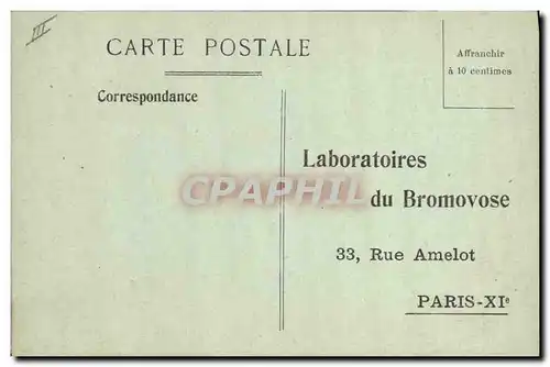 Cartes postales Publicite Laboratoires du Bromovose Rue Amelot Paris 11eme