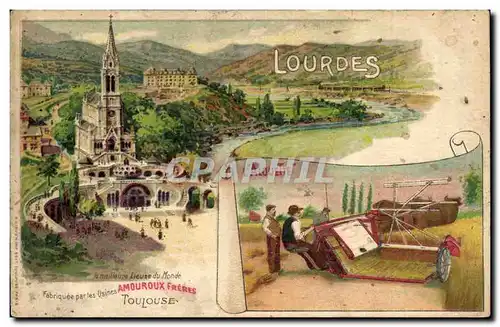 Cartes postales Publicite Lourdes L&#39Alouette Amouroux Toulouse Moissonneuse