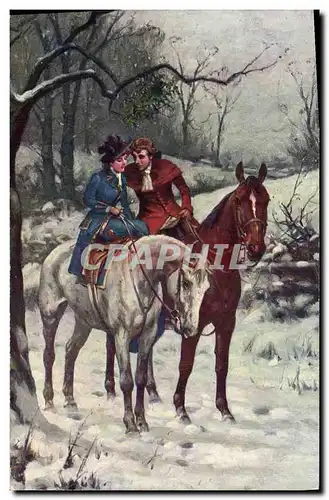 Cartes postales Fantaisie Illustrateur Chevaux Cheval Femme