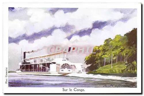 Cartes postales Fantaisie Illustrateur Haffner Bateau Sur le Congo