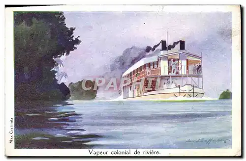 Ansichtskarte AK Fantaisie Illustrateur Haffner Bateau Vapeur colonial de riviere