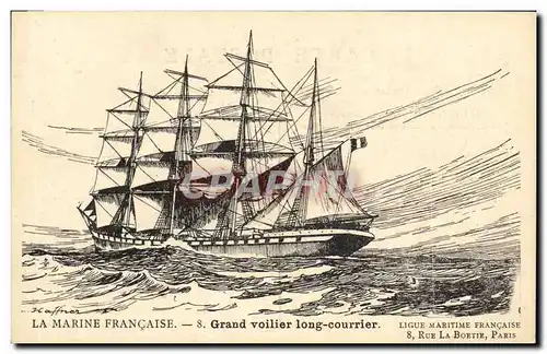 Cartes postales Fantaisie Illustrateur Haffner Bateau Grand voilier long courrier