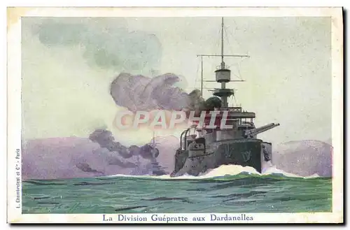 Ansichtskarte AK Fantaisie Illustrateur Haffner Bateau La division Guepratte aux Dardanelles