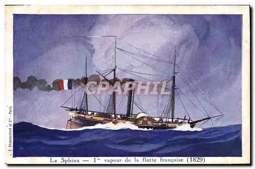 Ansichtskarte AK Fantaisie Illustrateur Haffner Bateau Le Sphinx 1er vapeur de la flotte francaise 1829