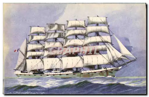 Ansichtskarte AK Fantaisie Illustrateur Haffner Bateau Cinq Mats barque La France