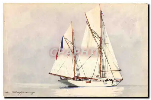 Cartes postales Fantaisie Illustrateur Haffner Bateau Yacht Encalmine