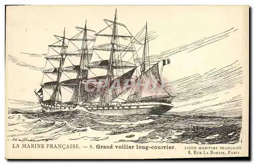 Cartes postales Fantaisie Illustrateur Haffner Bateau Grand voilier long courrier