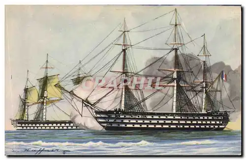 Cartes postales Fantaisie Illustrateur Haffner Bateau Vaisseaux Combat a l&#39embossage